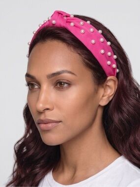 Pink Pearl-Embellished Knotted Headband - Women Accessories
